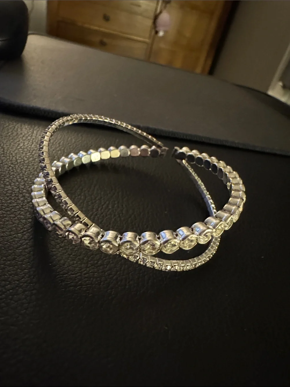 Rhinestone Silver Wrap Bracelet - Women's Jewelry